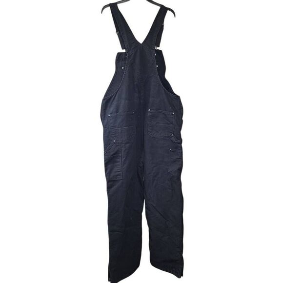 Carhartt Men's Washed Duck Insulated Bib Overall Size XL Black Heavyweight - Picture 2 of 8